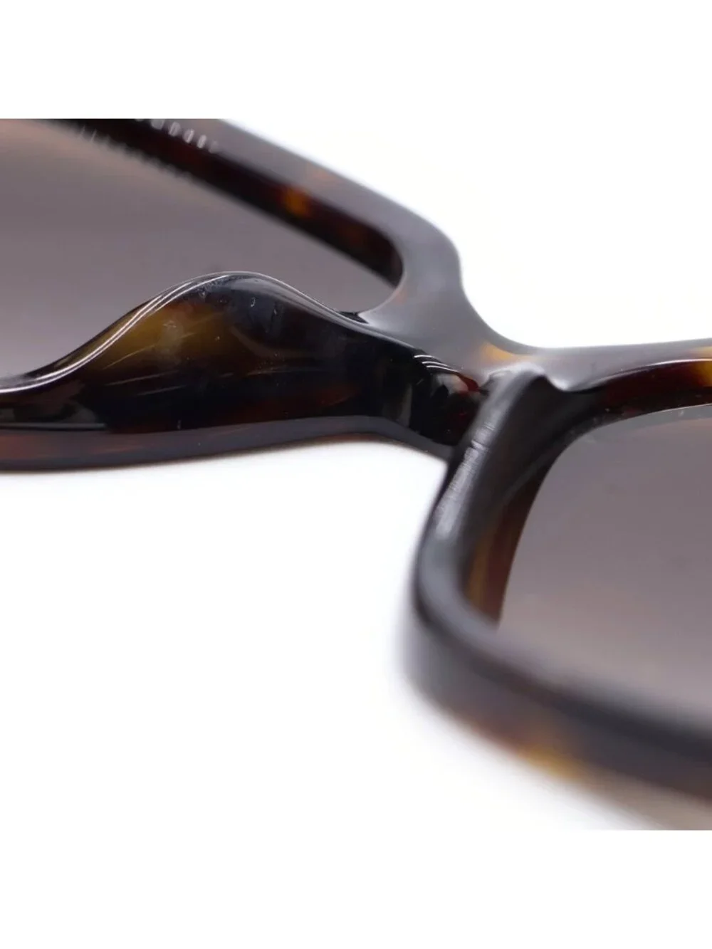 Chanel Square Frame Chain CC Logo Tweed Temple Sunglasses Brown Gold Eyewear